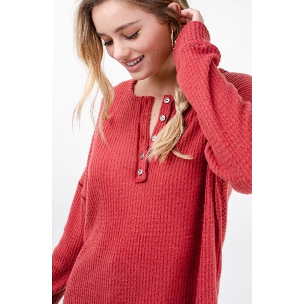 Waffle Knit Long Sleeve Top - Picture 5 of 6